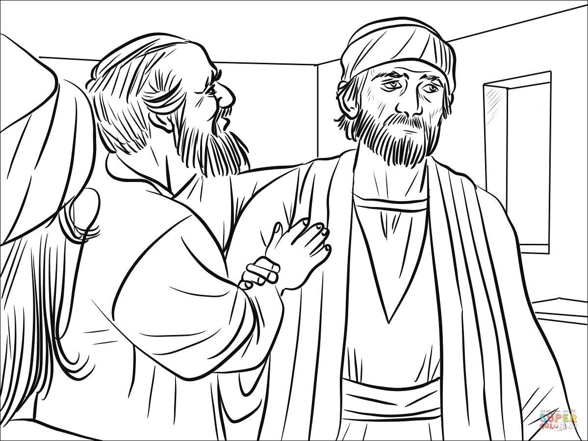 Ananias helps saul coloring page free printable coloring pages