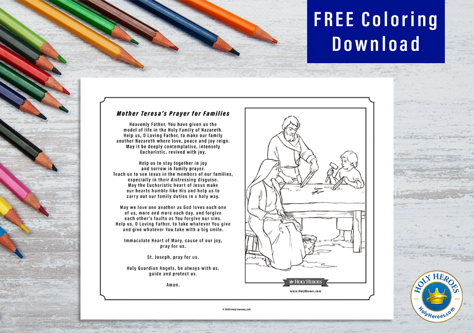 Mother teresas little known prayer for families free coloring download