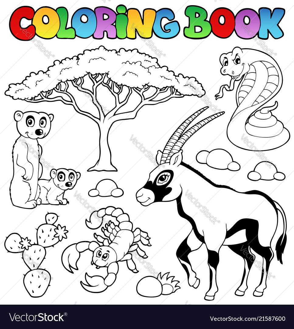 Coloring book savannah animals royalty free vector image