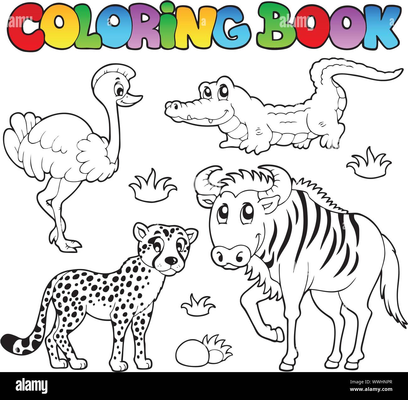 Coloring book savannah animals stock vector image art