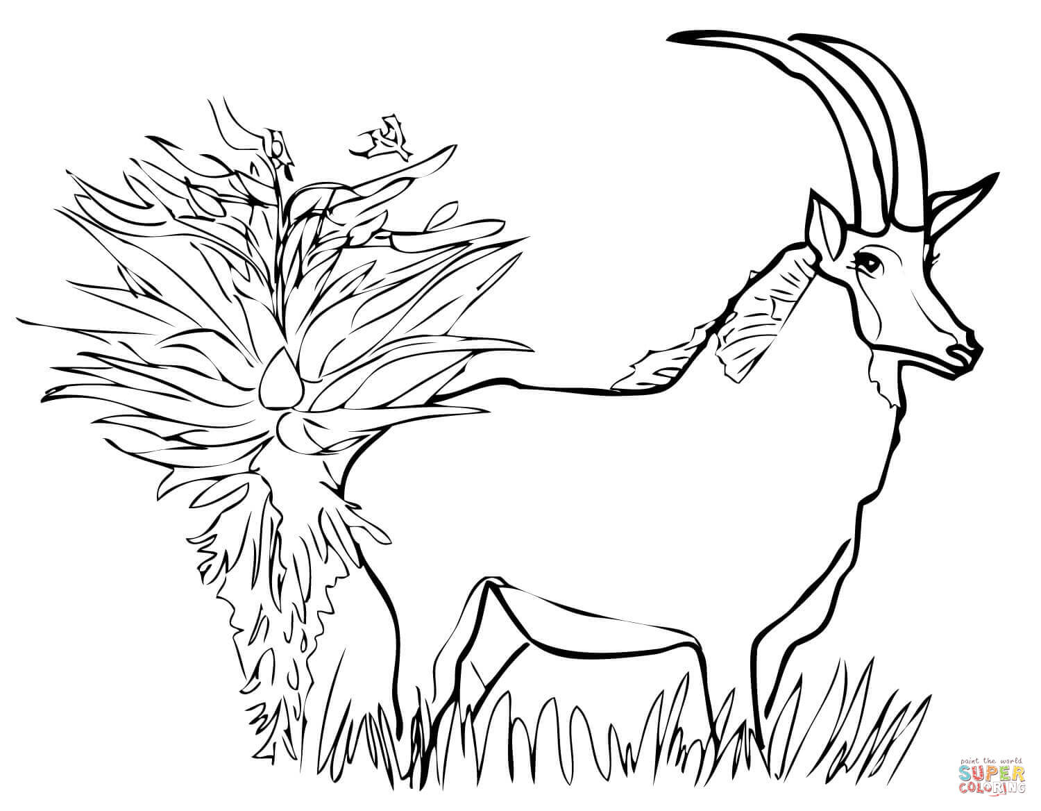 Giant sable antelope coloring page free printable coloring pages