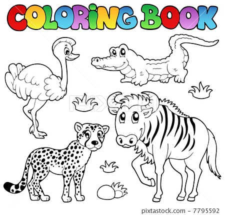 Coloring book savannah animals