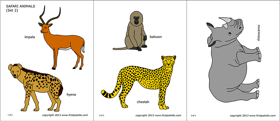 Safari or african savanna animals free printable templates coloring pages