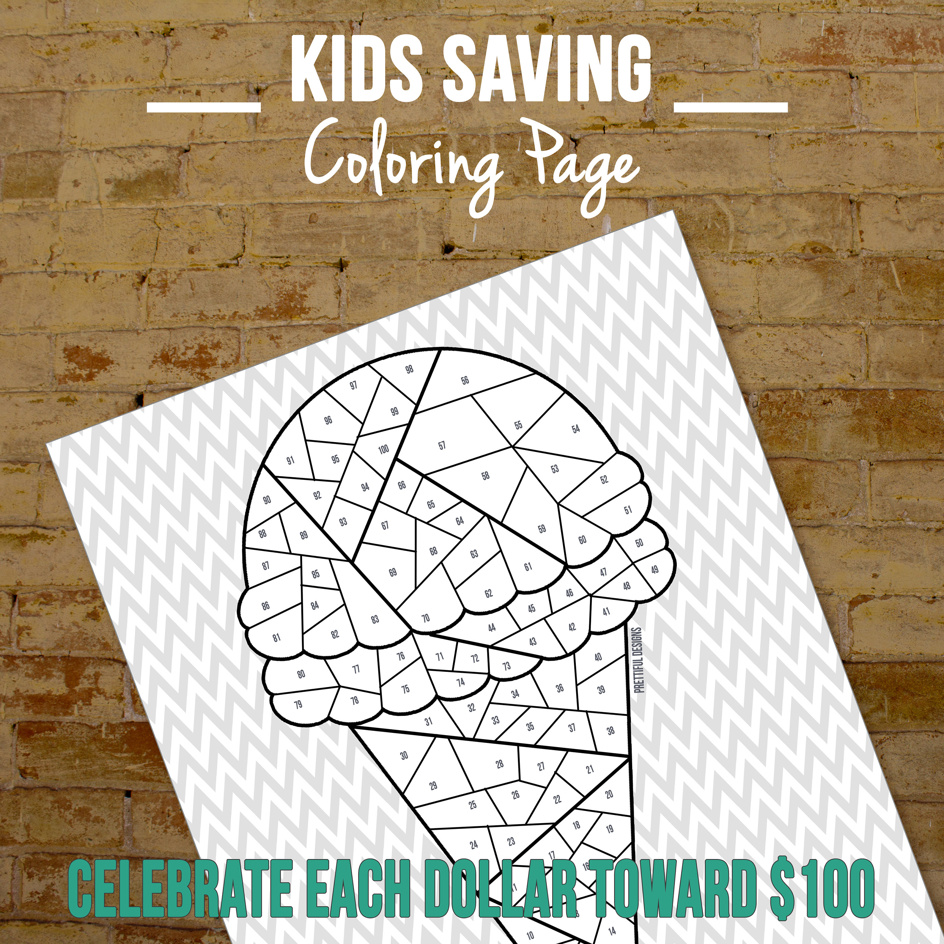 Kids saving coloring page savings tracker goal sheet