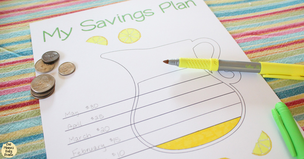 Lemonade coloring savings tracker