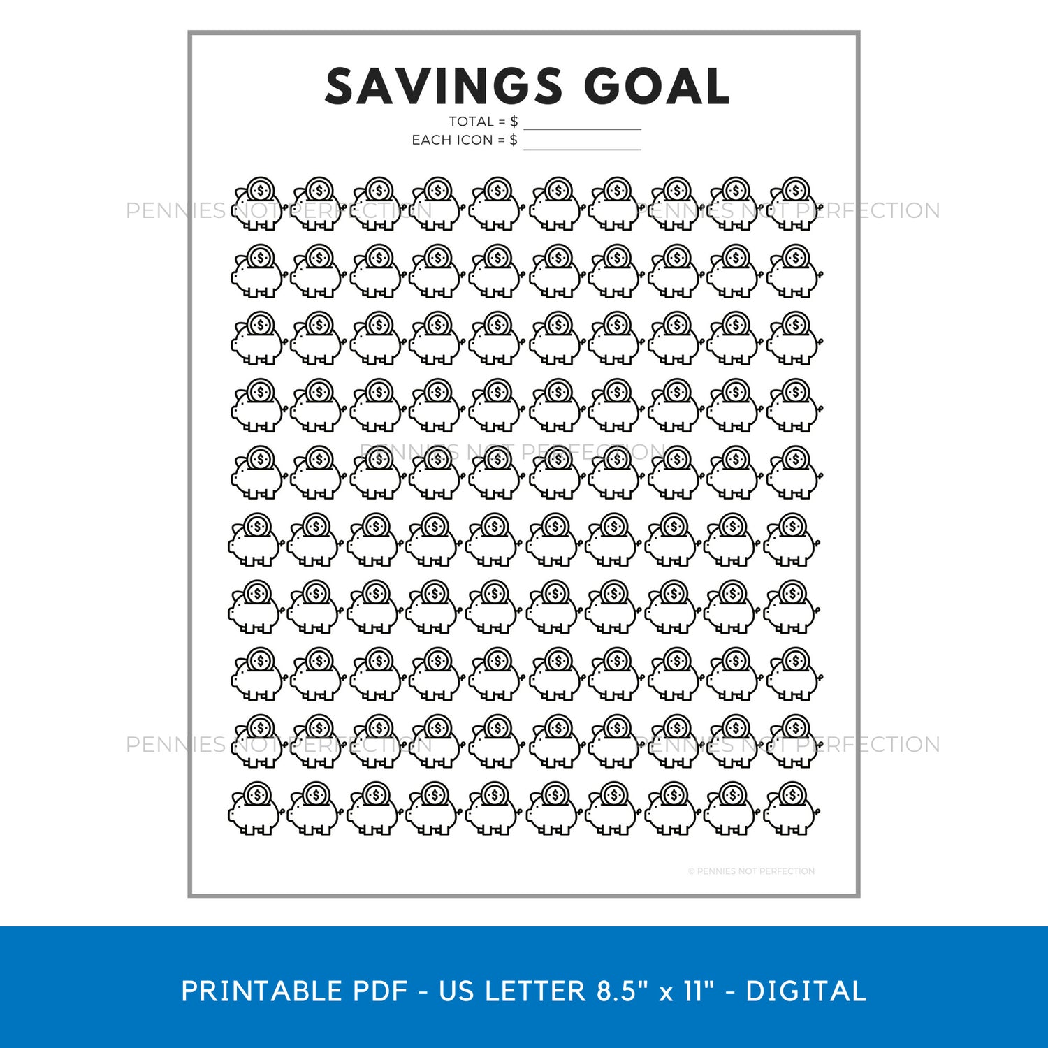 Savings goal tracker piggy bank savings tracker printable â