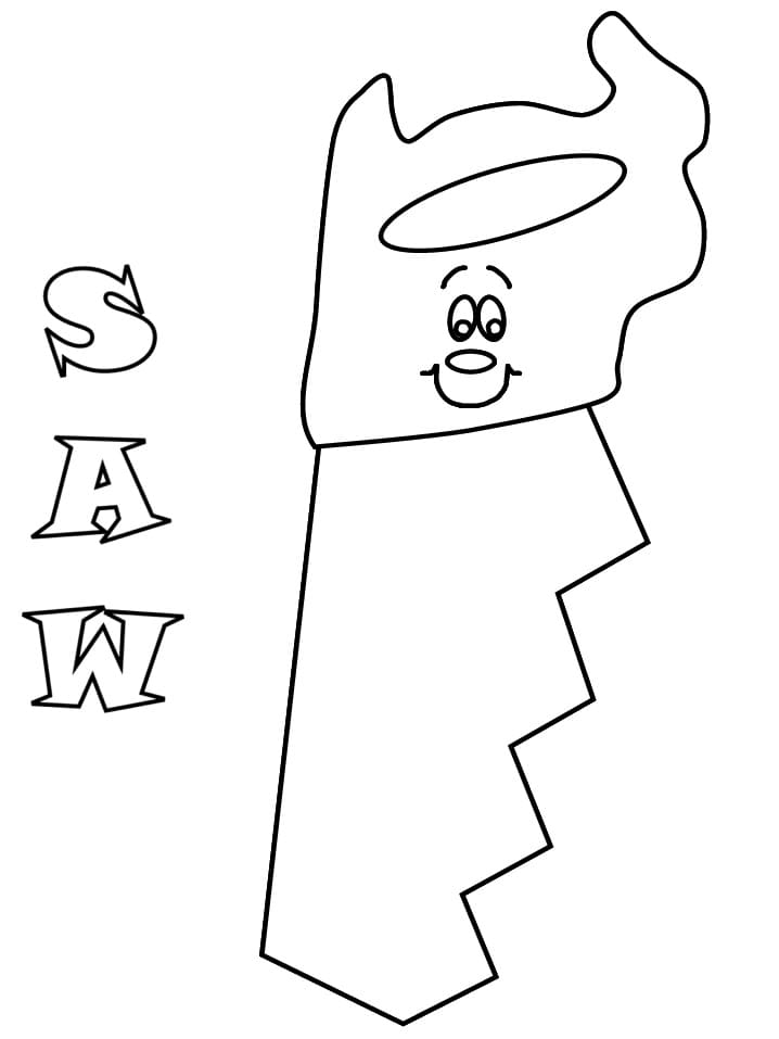 Cartoon tool saw coloring page