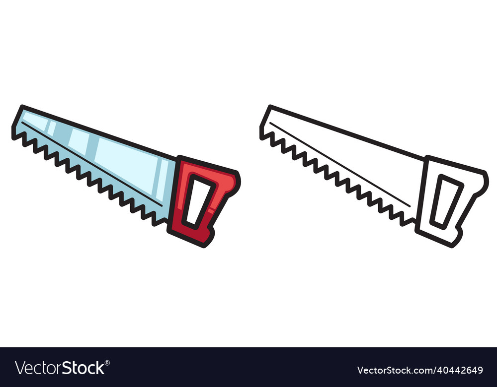 Colorful and black white saw for coloring book vector image