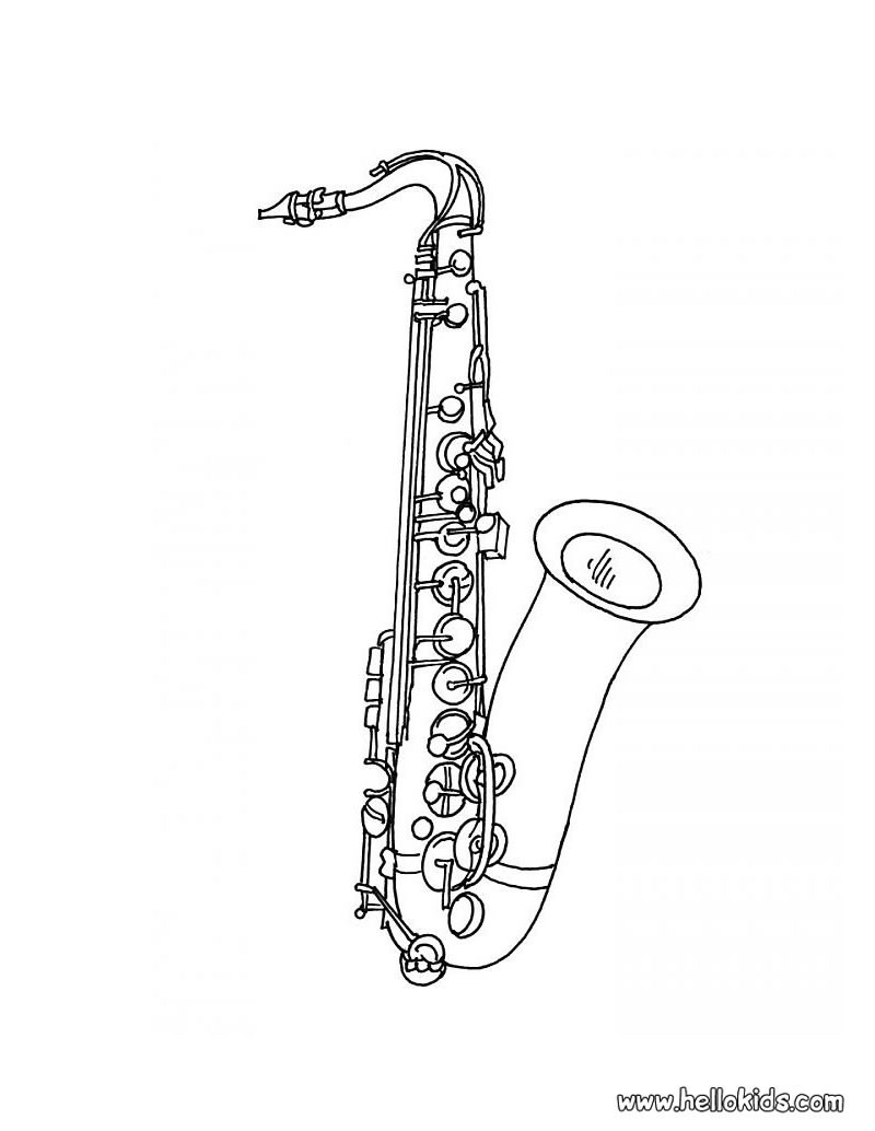 Saxophone printable coloring pages