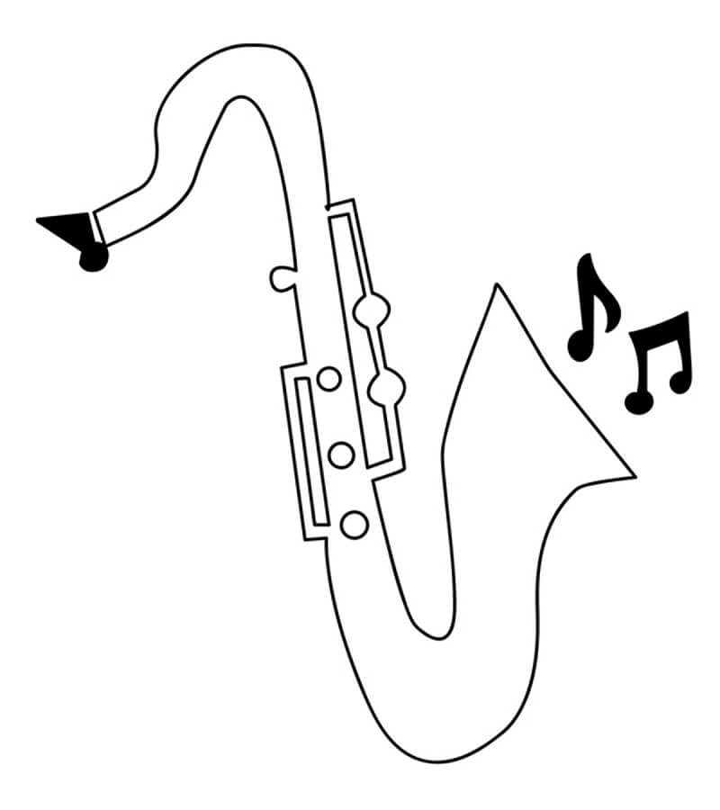 Simple saxophone coloring page