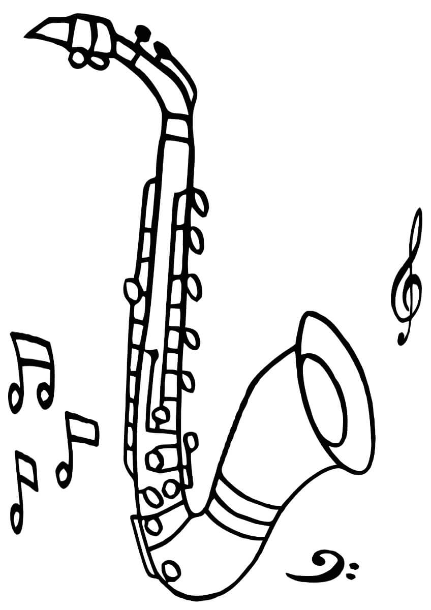 Drawing saxophone coloring page