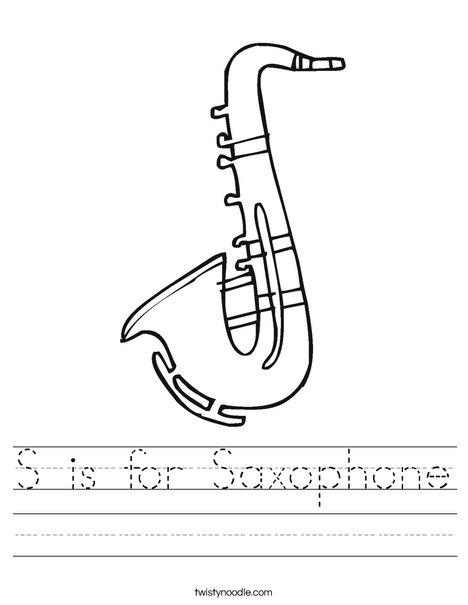 S is for saxophone worksheet