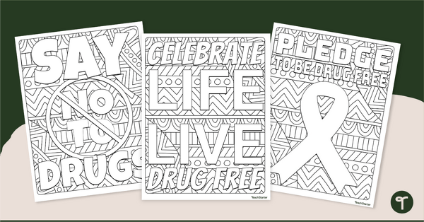 Red ribbon week coloring pages teach starter