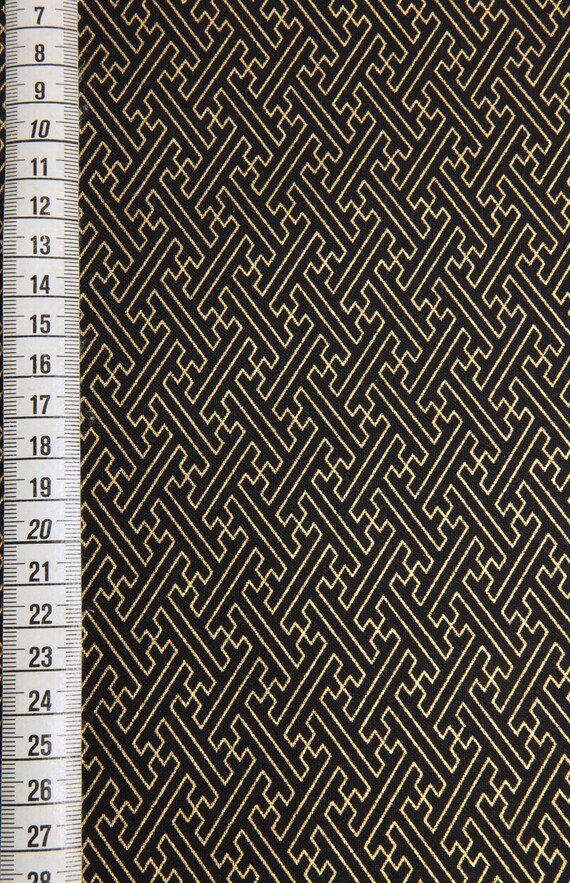 Japanese fabric golden sayagata black background cm