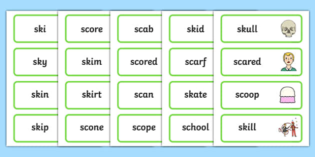 Sk sc phonics word cards easy to print