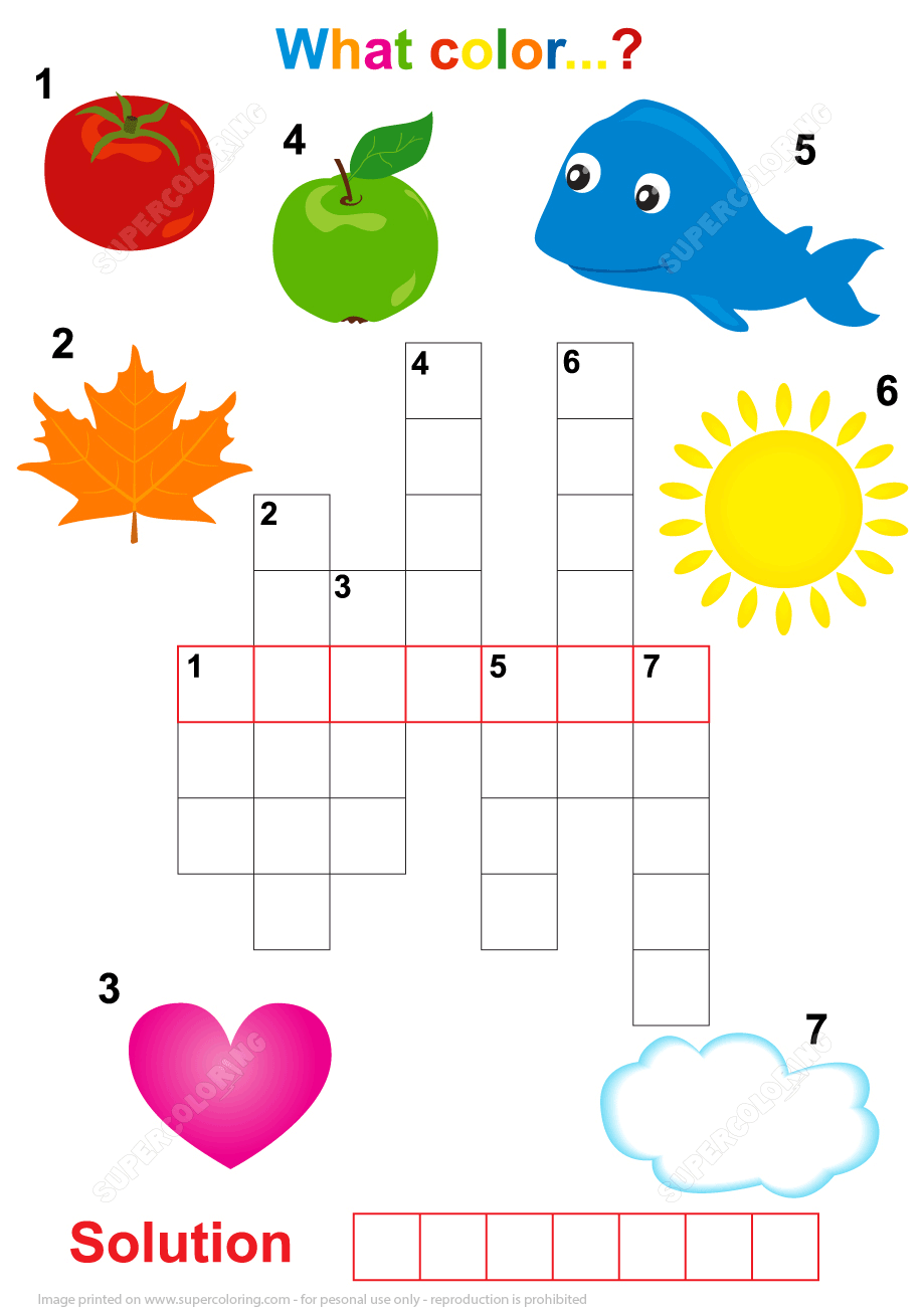 Crossword puzzle for children