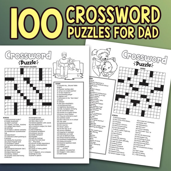 Best value crossword puzzle for dad instant download fathers day large print game book stress relief perfect gift to enjoy at home