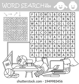 Word search crossword puzzle school equipment stock vector royalty free