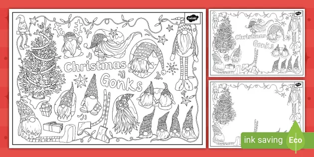 Christmas gonks doodle louring pages teacher made