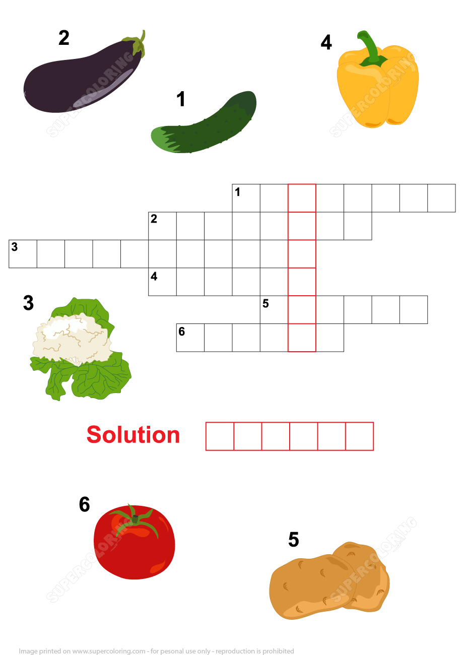 Crossword puzzle vegetables free printable puzzle games