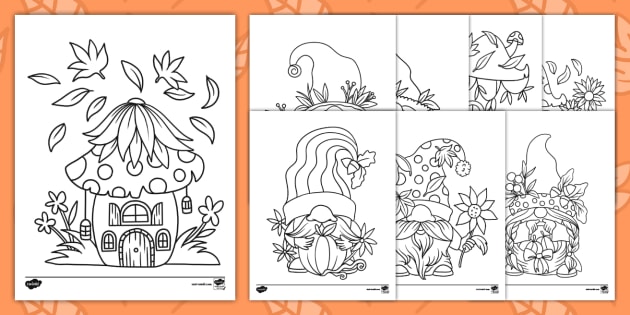 Fall gnome activity coloring sheets usa