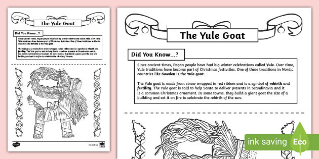 The yule goat colouring page teacher