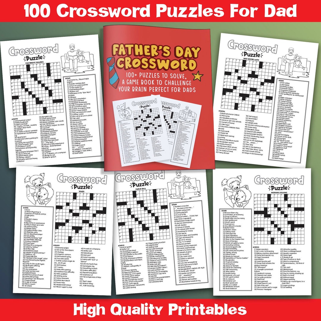 Best value fathers day crossword instant download puzzles to solve a game book to challenge your brain perfect for fathers day