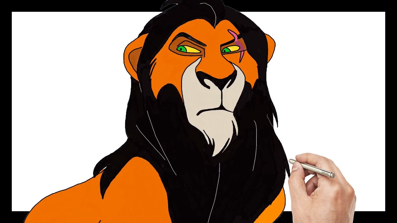 Lion king scar coloring pages for kids drawing for kids lion king learn art coloring kids