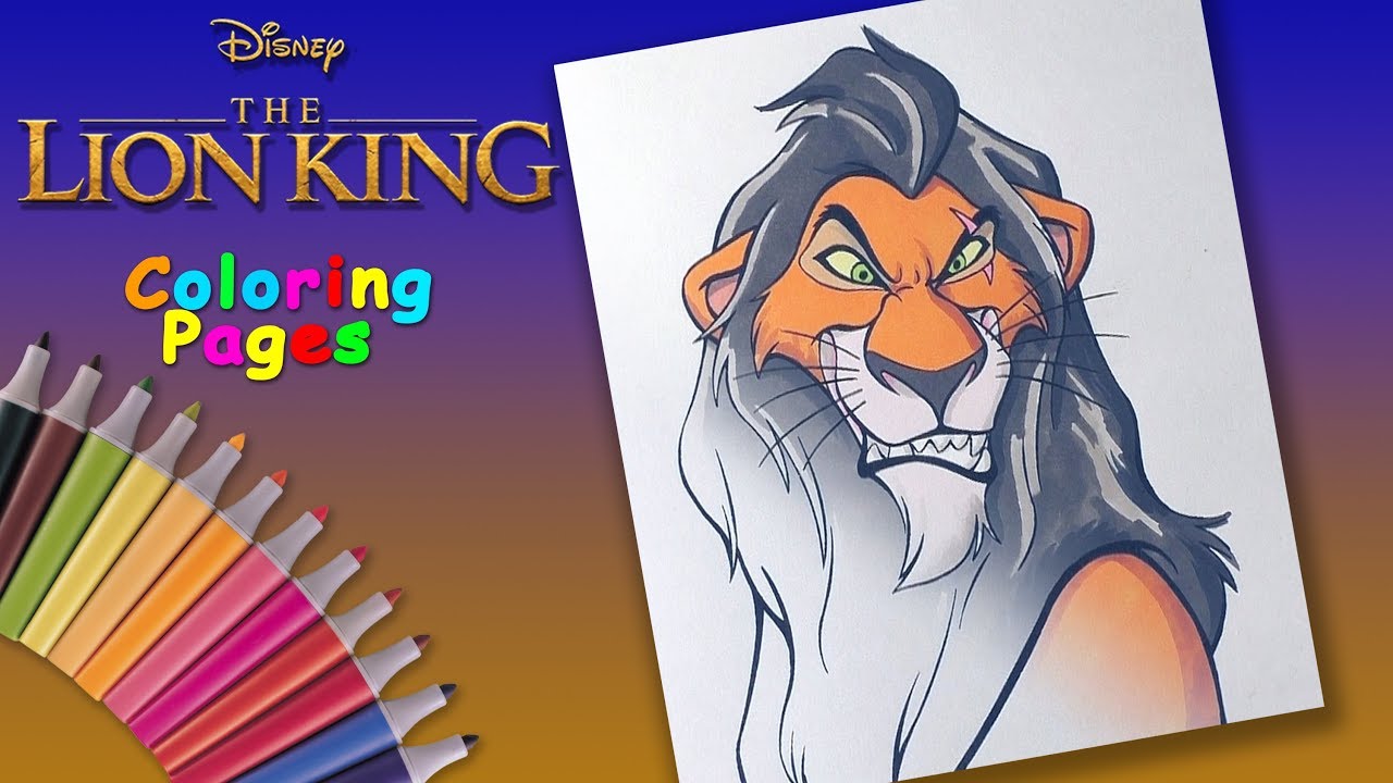 The lion king scar coloring drawing for kids the lion king coloring book