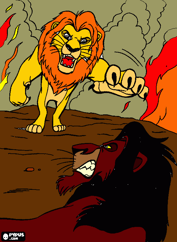 Simba vs scar coloring page printable simba vs scar