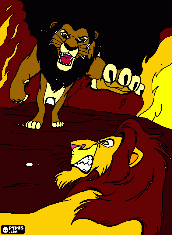 Simba vs scar coloring page printable simba vs scar