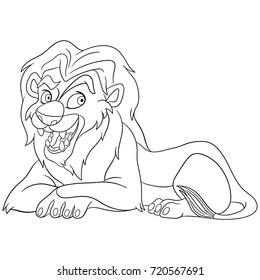 Coloring page wild lion coloring book stock vector royalty free