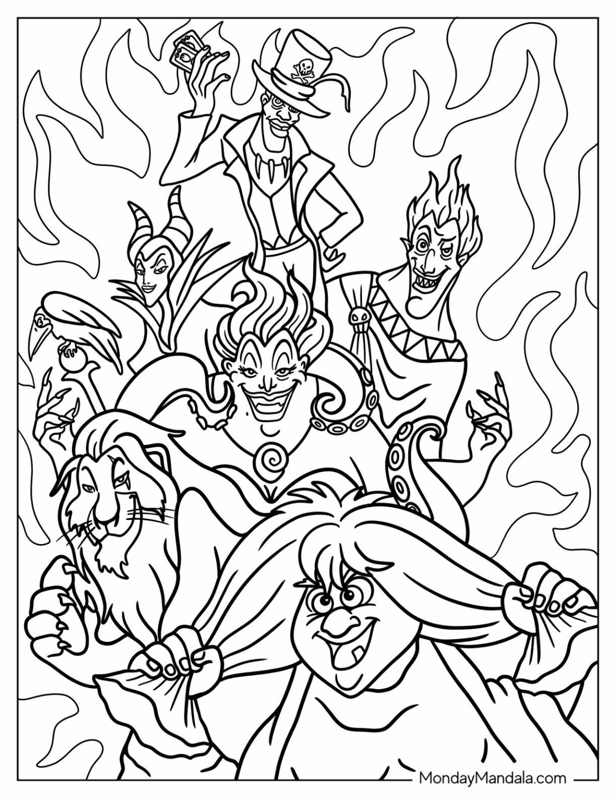 Disney villain coloring pages free pdf printables