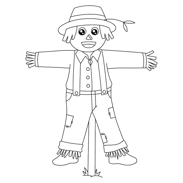 Premium vector scarecrow coloring page isolated for kids