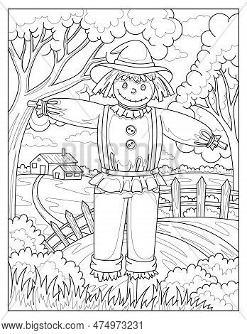 Scarecrow coloring vector photo free trial bigstock