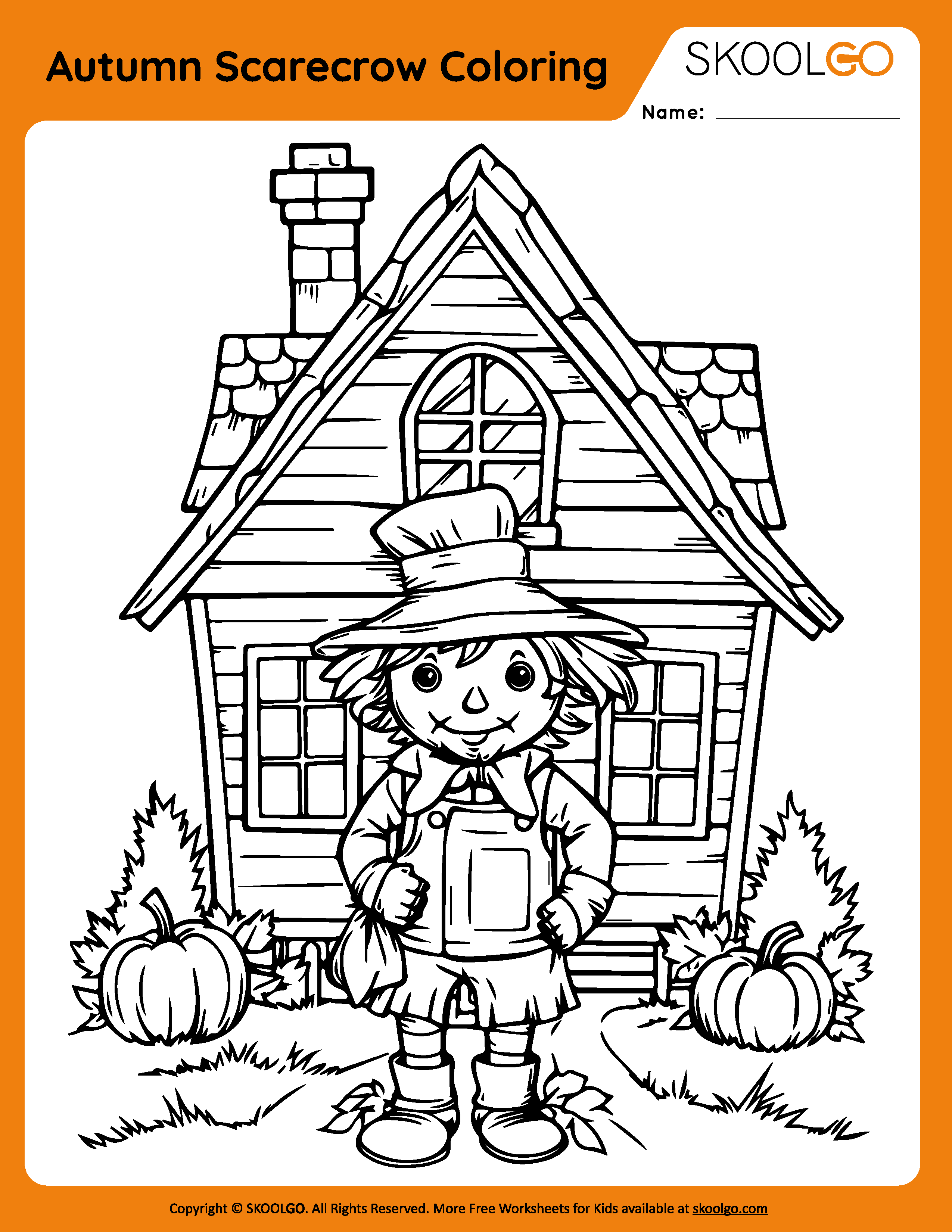 Autumn scarecrow coloring