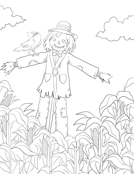 Farm scarecrow printable adult coloring page from manila shinecoloring book pages for adults and kids coloring sheets coloring designs