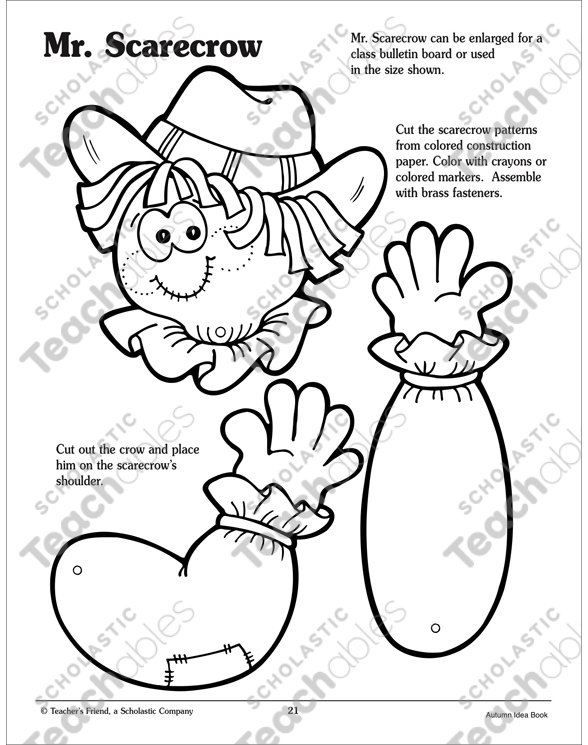 Mr scarecrow pattern printable arts and crafts bulletin boards