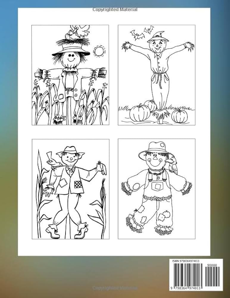 Scarecrow coloring book stunning coloring pages with wonderful illustrations for teens adults relieving stress relaxation world painting books