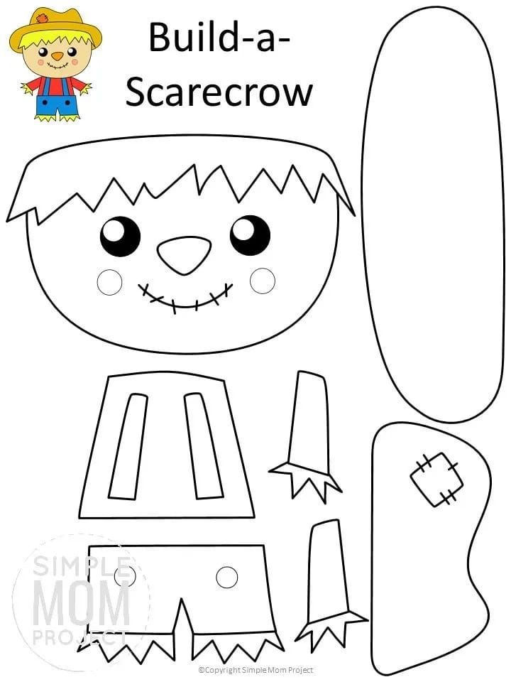 Free printable scarecrow craft template halloween crafts preschool kindergarten crafts scarecrow crafts