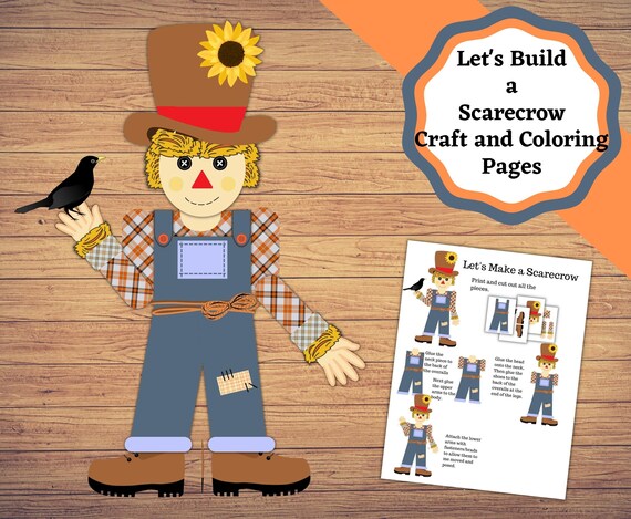 Scarecrow activity sheets printable scarecrow craft and coloring page