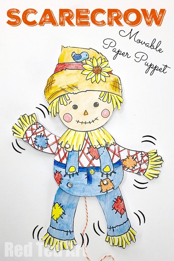 Articulated scarecrow puppet printable for harvest festival