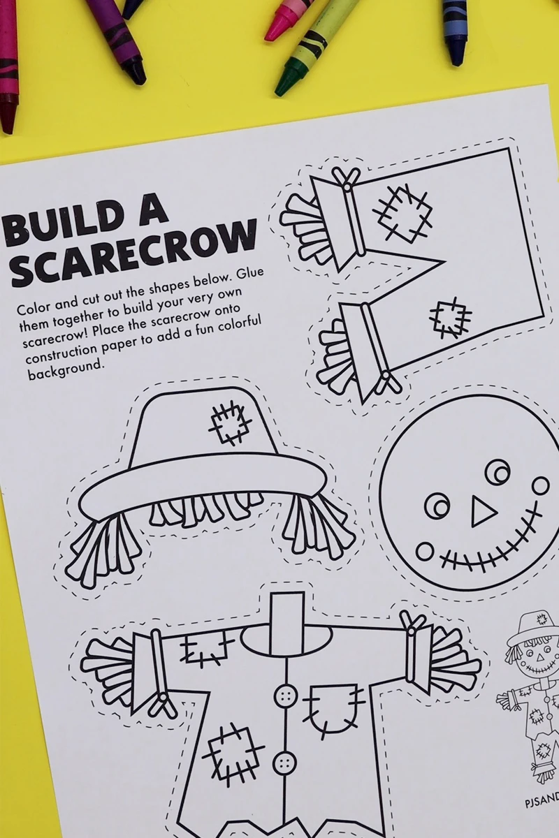 Free printable build a scarecrow craft for kids