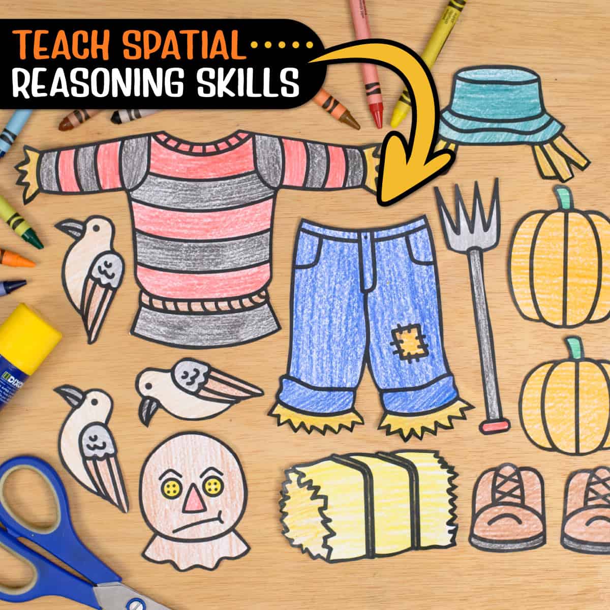 Scarecrow coloring craft â classroom crafts for fall