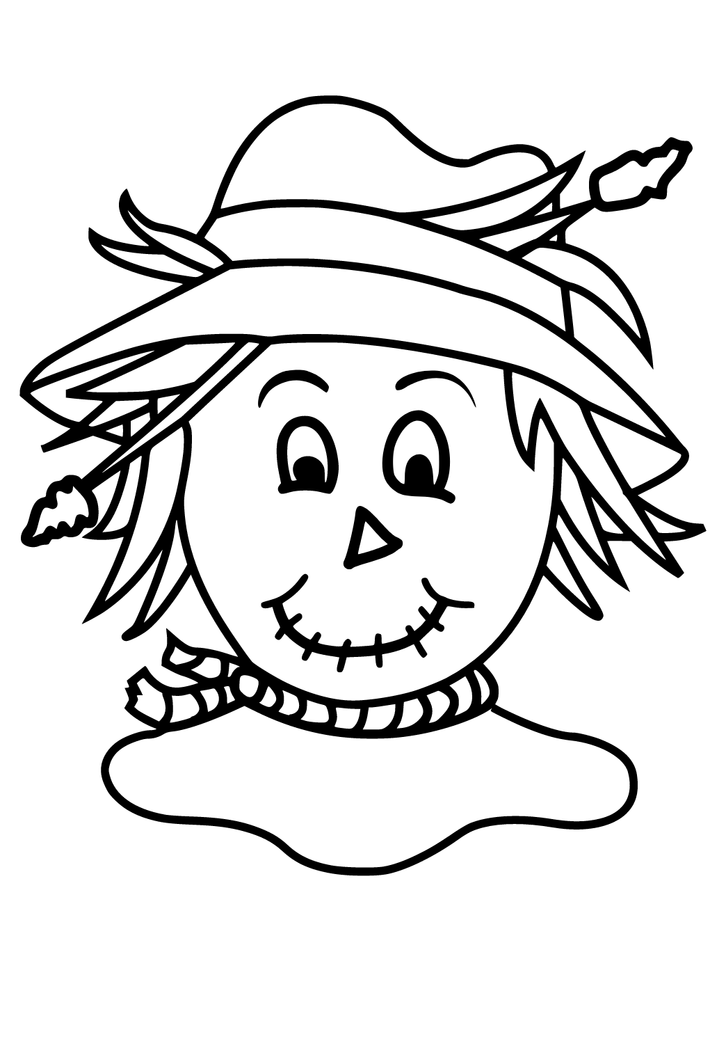 Free printable scarecrow head coloring page sheet and picture for adults and kids girls and boys