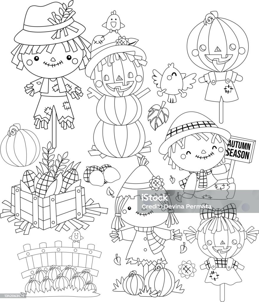 Scarecrow coloring stock illustration