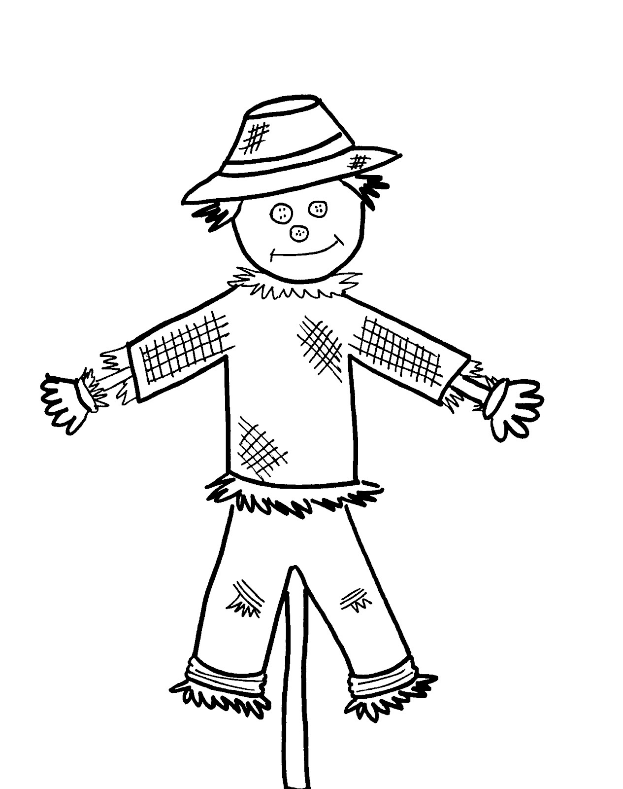 Free printable scarecrow coloring pages for kids