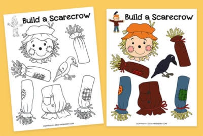 Scarecrow template cut and paste printable craft mrs merry