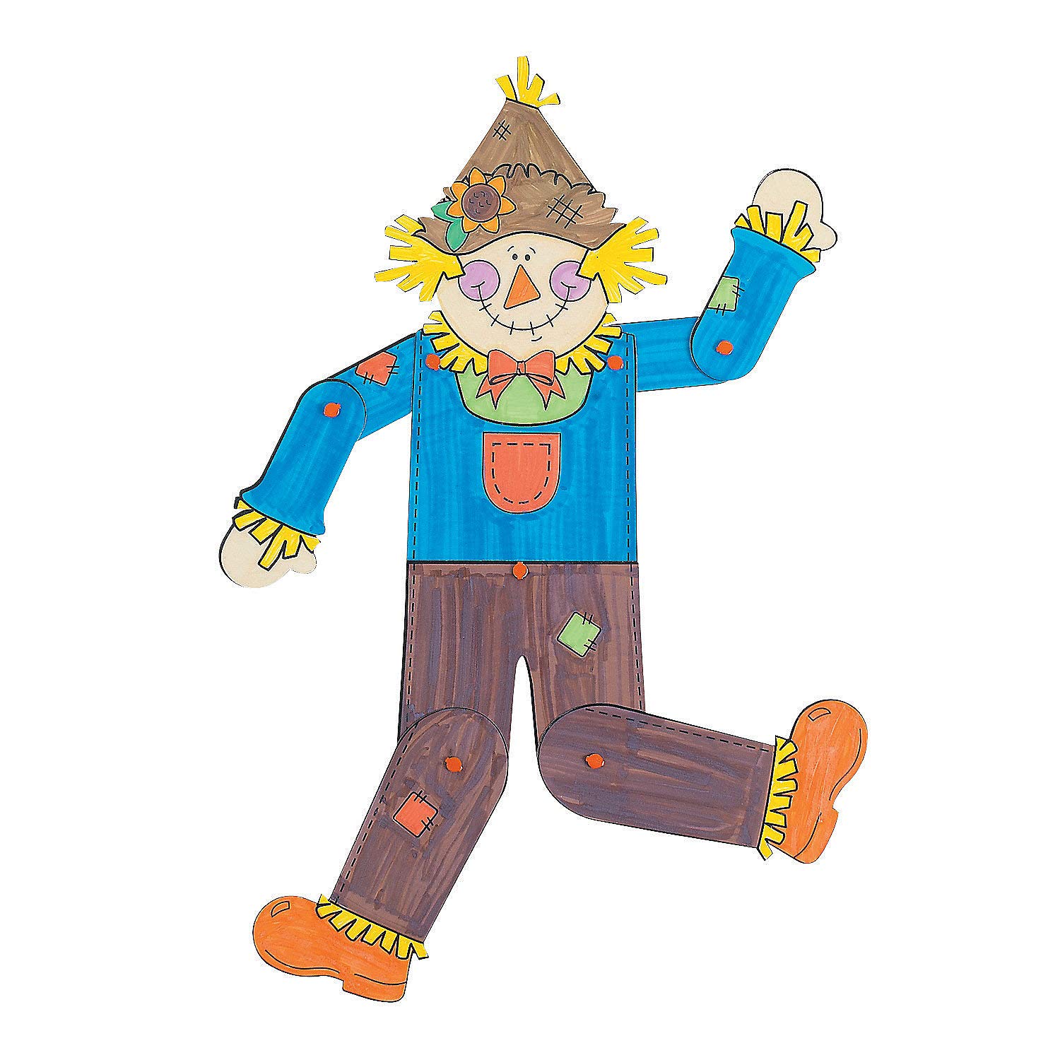 Color your own jointed scarecrow decoration craft