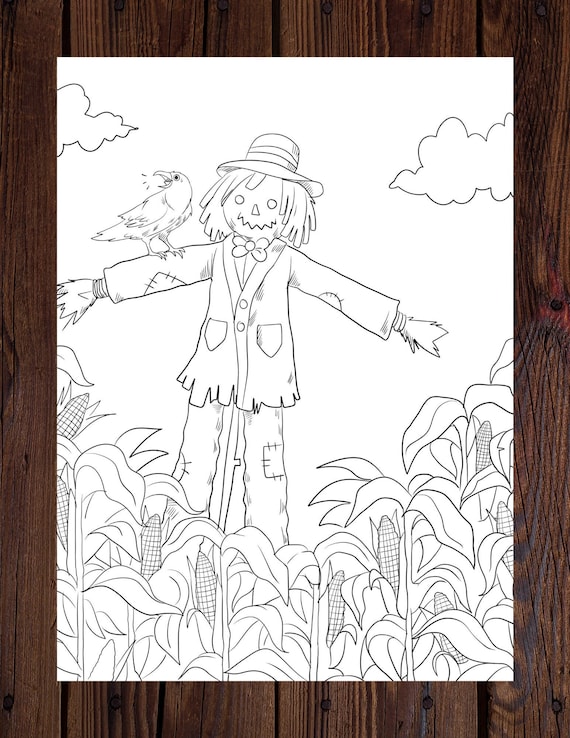 Farm scarecrow printable adult coloring page from manila shinecoloring book pages for adults and kids coloring sheets coloring designs